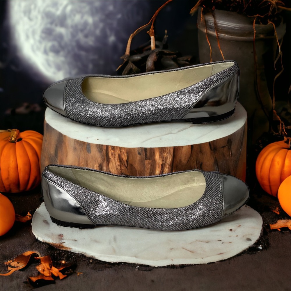 MICHAEL KORS Metallic Ballet Flats in Gunmetal Size 6.5 Like New!